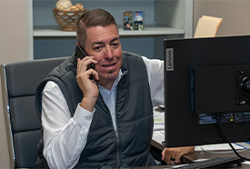 Employee talking on the phone at work