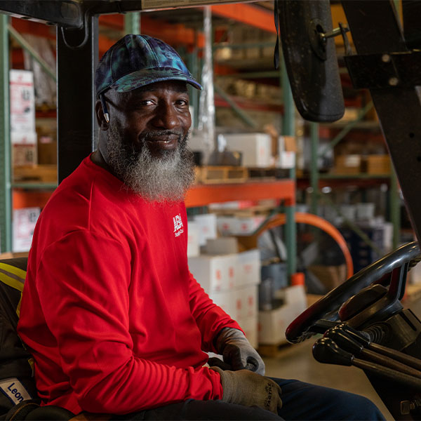 ABC employee in a warehouse